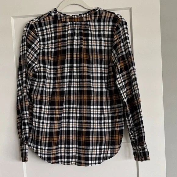 LOFT Black Plaid Shirt - Picture 3 of 5